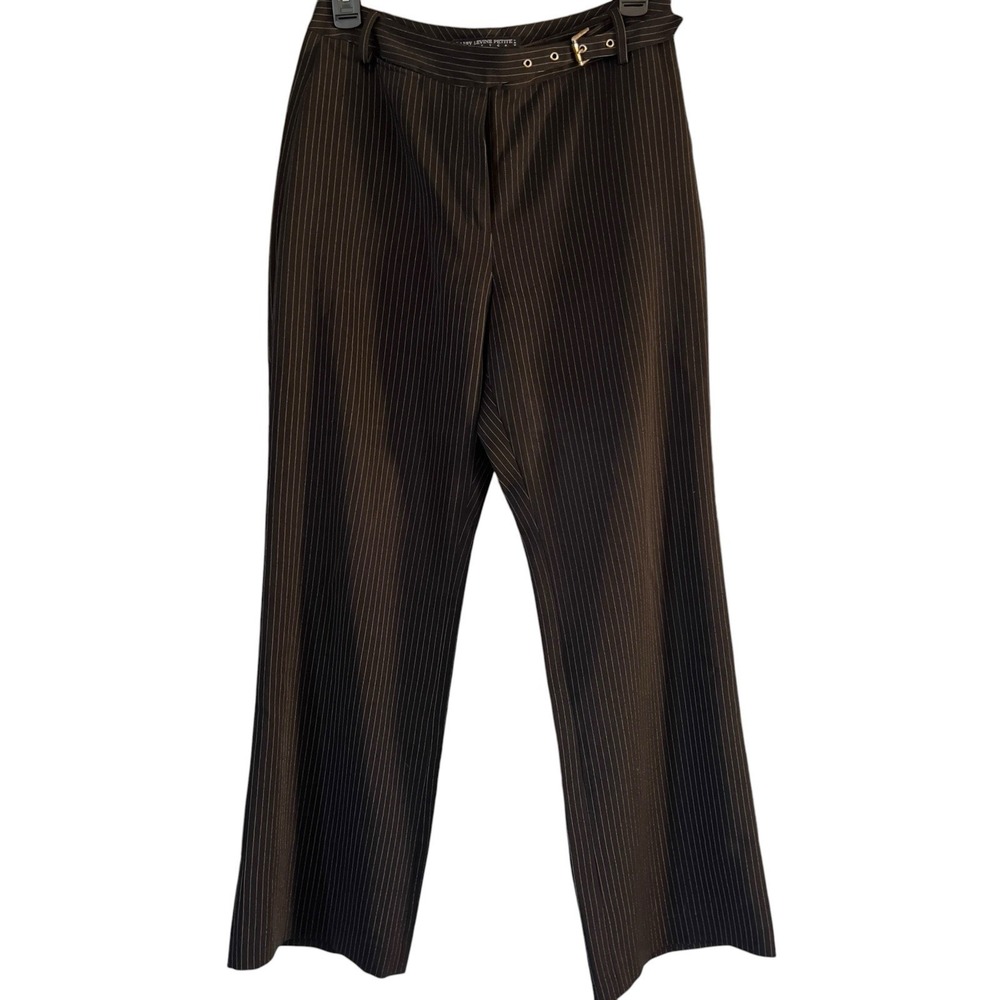 Vtg Y2K Larry Levine Trousers Women's 6P Petite Pinstripe Wide Leg Office Pants